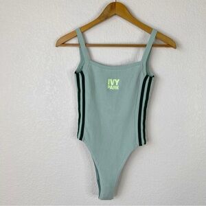 Adidas x Ivy Park Green Ribbed Embroidered Bodysuit
